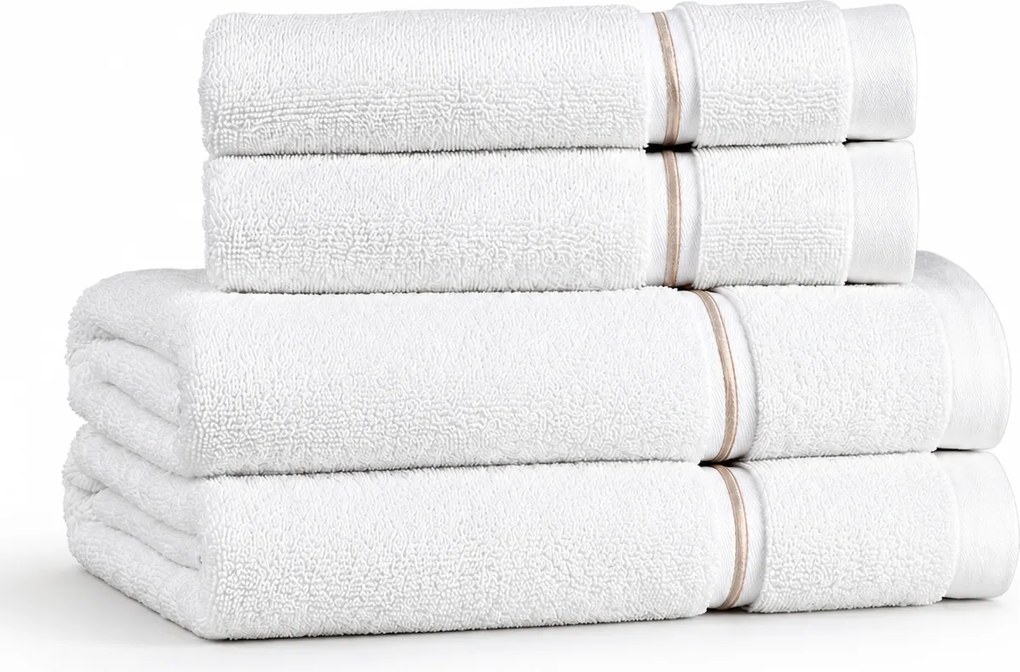 Kit Toalhas de Banho 04 Pçs Kacyumara 100% Algodão Lázio  Branco e Fend