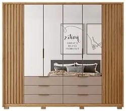 Guarda Roupa Casal Com 4 Espelhos 6 Portas Martin C01 Buriti/Fendi - M