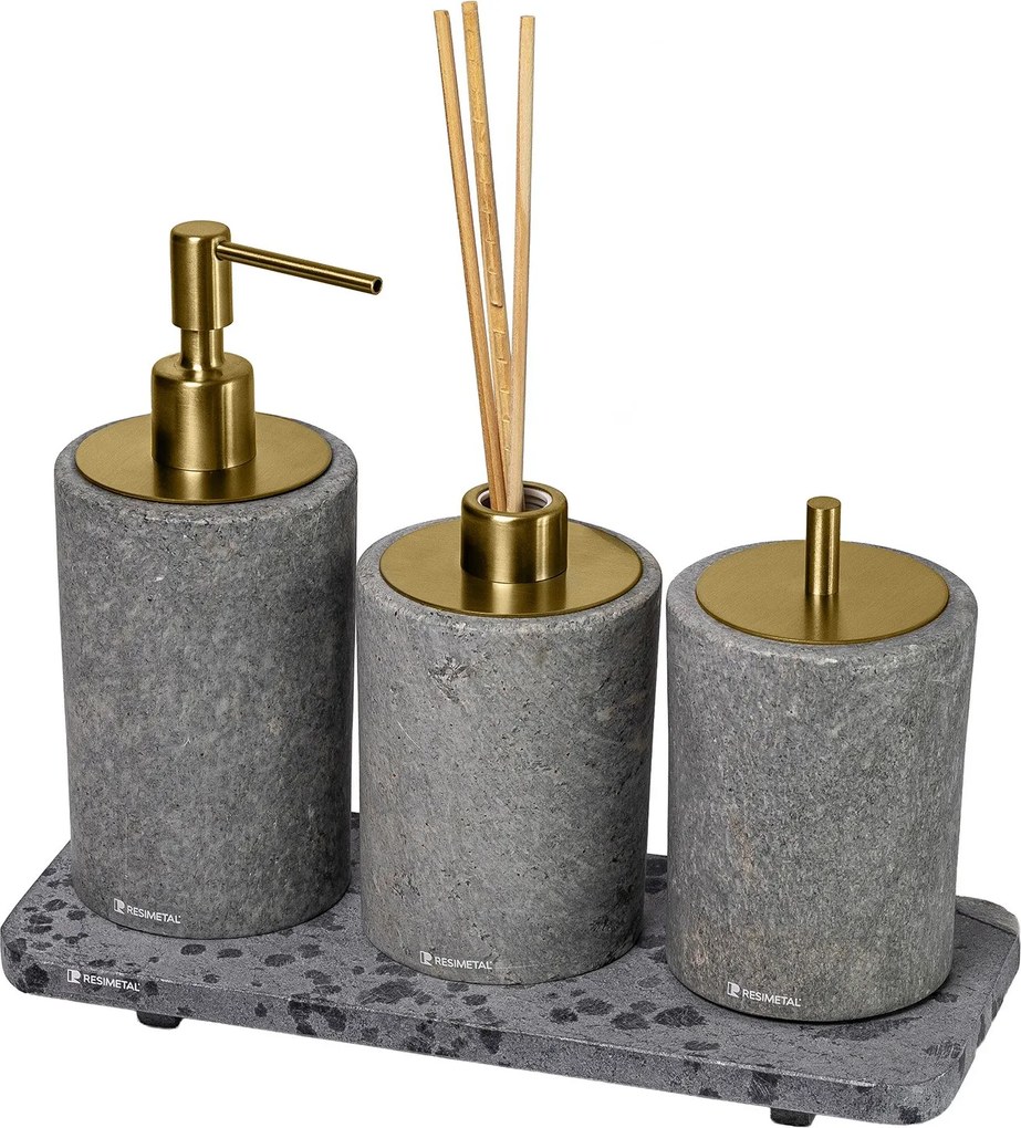 Conjunto Banheiro 3 Pçs Petra - Ouro Escovado Ouro Escovado