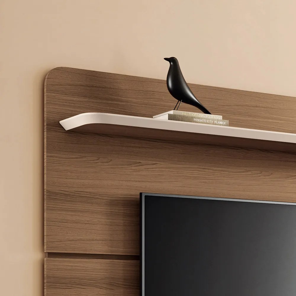 Painel para TV Suspenso 70 Pol 180cm Celine H01 - D'Rossi - Castanho e Off White