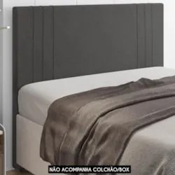 Cabeceira Cama Box Solteiro 90cm Estofada Rama Saturno Grafite Z04 - M
