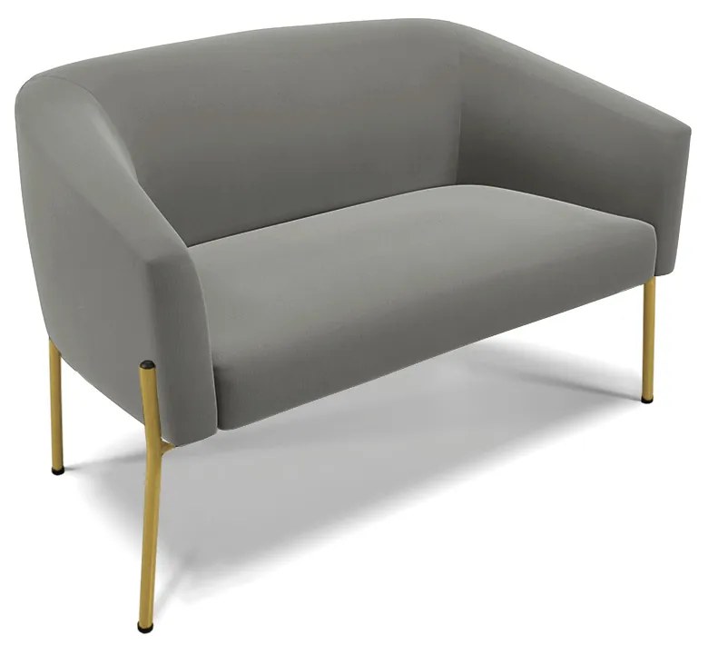 Sofá Namoradeira e Poltrona Pé de Ferro Dourado Stella Suede D03 - D'Rossi - Grafite