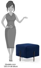 Kit 2 Puffs Decorativos 45cm Base Aço Status C-304 Veludo Azul Marinho