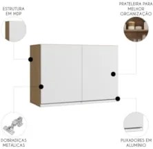 Armário de Cozinha Aéreo 80cm Com 2 Portas Andréia Amêndoa/Branco - AJ
