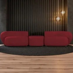 Sofá 4 Lugares Com Puff 322cm Orgânico Lyor Veludo Bordo Z55 - Mpozena