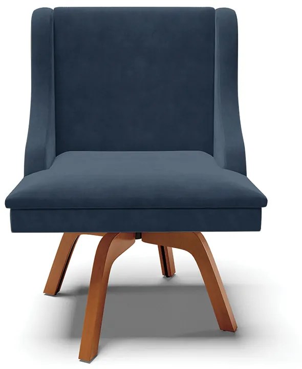 Kit 02 Cadeiras de Jantar Liz Suede Azul Marinho Base Madeira Mm35 D03 - D'Rossi