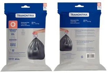 Saco Plástico de Lixo com Alça para Fechamento 65 Litros (O) para Lixeiras Tramontina