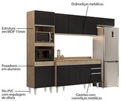 Armário de Cozinha Modulada 4 Peças CP11 Balcão com Tampo Castanho/Pre