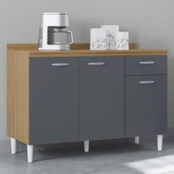Balcão de Cozinha Com Tampo 120cm Classic Damasco/Cinza Z46 - Mpozenat