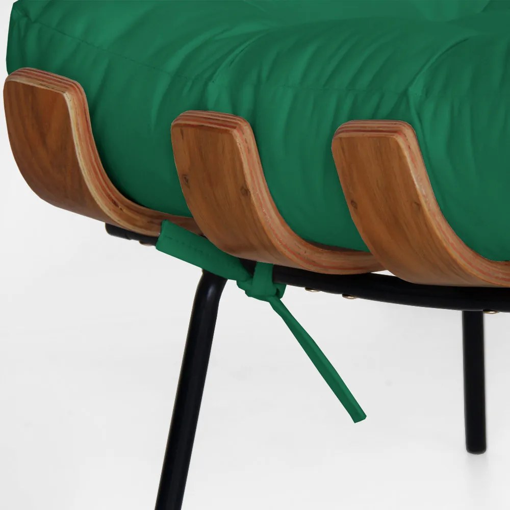 Puff Decorativo Sala de Estar Costela Rib Suede Verde Bandeira