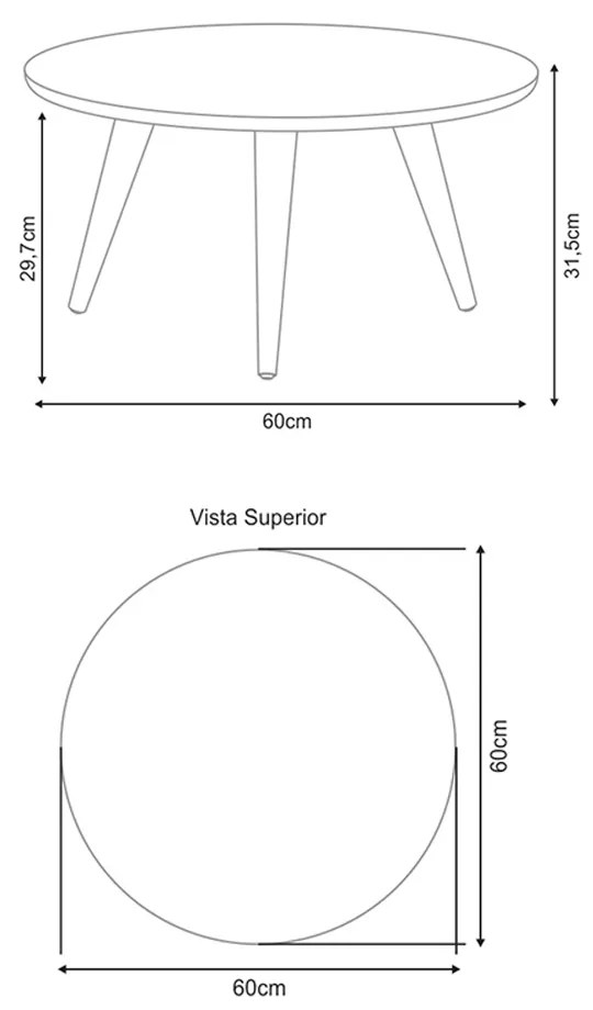 Mesa de Centro Sala de Estar Recepção 60cm Pés Palito Tailân Verde Pistache G26 - Gran Belo