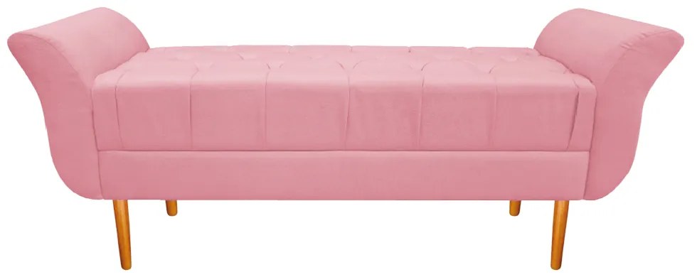 Recamier Estofado Ari 195 cm King Size Suede Rosa Bebê - ADJ Decor
