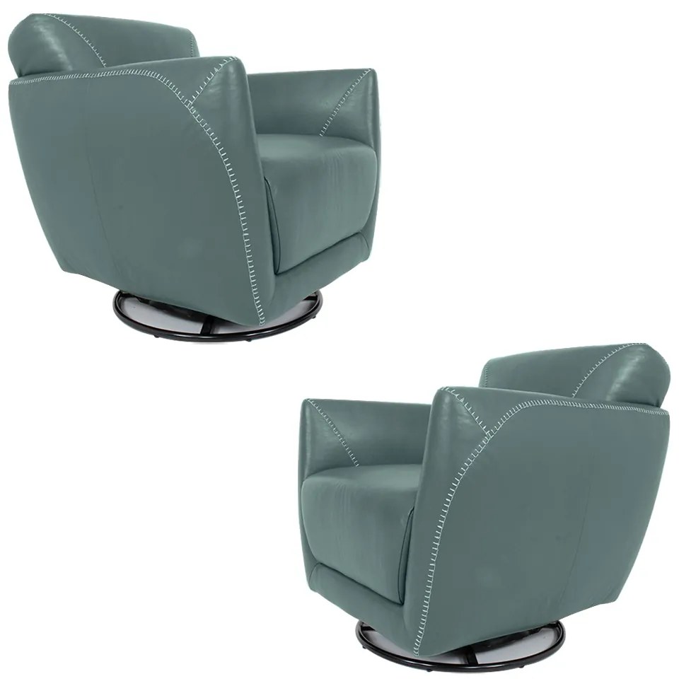 Kit 2 Poltronas Decorativas Valentina Sala de Estar Giratória Couro Azul Majestic G40 - Gran Belo