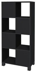 Mesa Escrivaninha em L Eron e Estante Livreiro Maly A06 Ipê/Preto - Mp