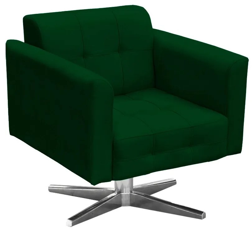 Kit 01 Namoradeira e 01 Poltrona Giratória Elisa Suede Base Estrela Cromada D'Rossi - Verde