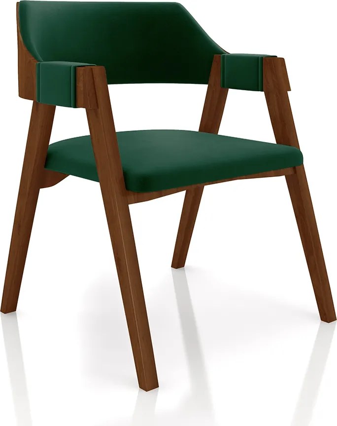 Kit 2 Cadeiras Sala de Jantar e Jogos Carteados Madeira Maciça Poker Veludo Verde/Imbuia G42 - Gran Belo