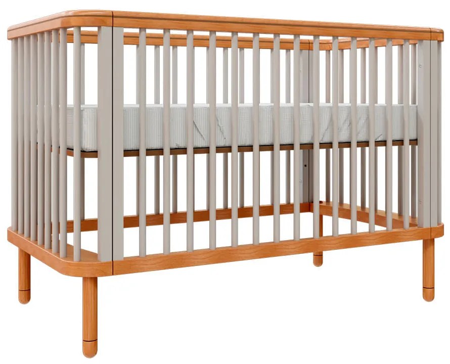 Berço Evolutivo Joy 3 em 1 Pés Madeira - Cinza