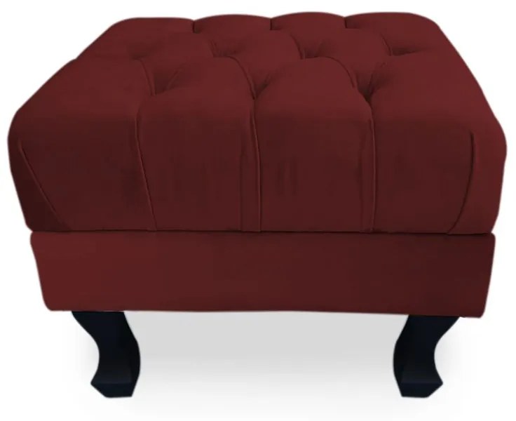 Puff Baú Decorativo Capitonê Luis XV 50x40cm Suede Bordô - Sheep Estofados - Vermelho escuro
