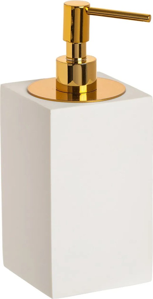 Porta Sabonete Líquido Resina - Off White Fosco - Gold  Off White Fosco - Gold