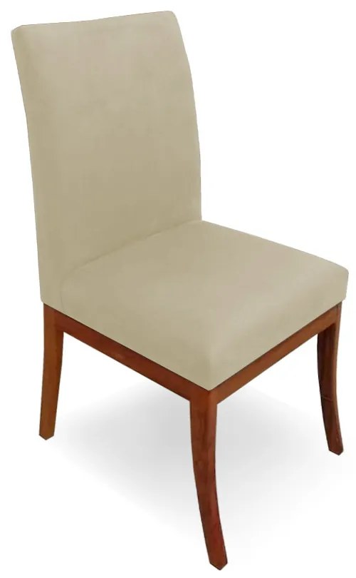 Cadeira Raquel para Sala de Jantar Base de Eucalipto Suede Bege