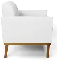 Poltrona Decorativa Base Madeira Castanho Maressa Sintético Branco - I
