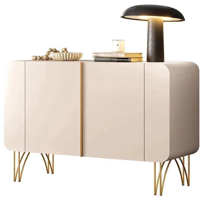 Buffet Decorativo Sala de Estar Bambino MDP/MDF Pés em Aço Off White G26 - Gran Belo