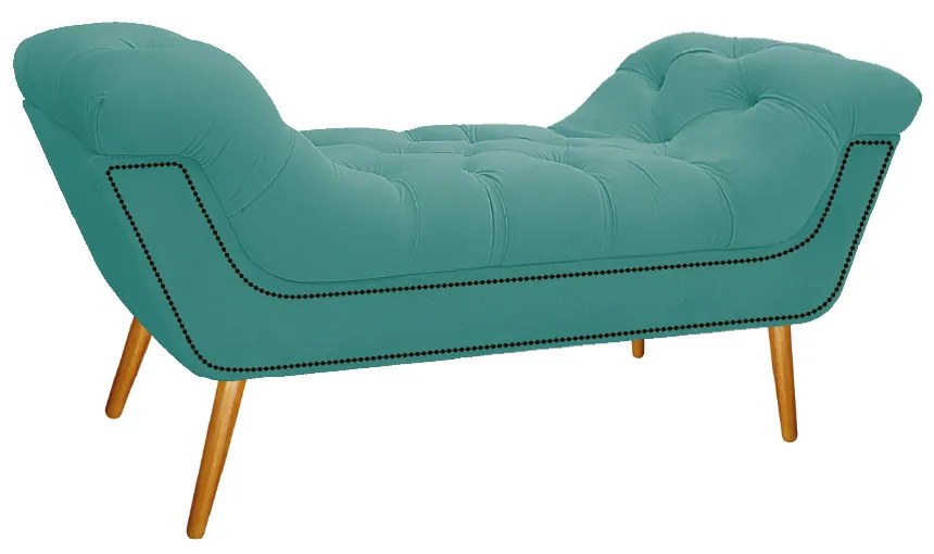 Kit Cabeceira e Calçadeira Veneza 100 cm Solteiro Suede Azul Tiffany - ADJ Decor