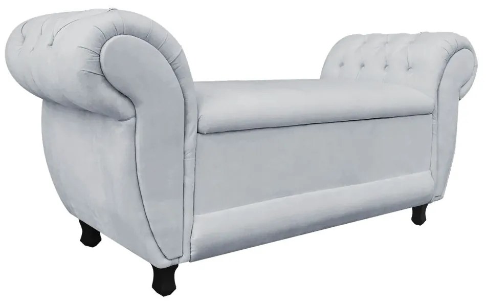 Recamier com Baú Grécia Namoradeira Calçadeira Suede - D'Rossi - Cinza