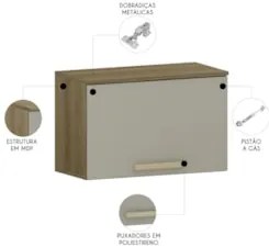 Armário de Cozinha 60cm Com 1 Porta Nádia Mocca/Avelã L01 - Mpozenato