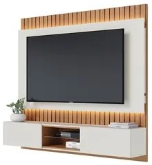 Painel Home Suspenso para TV 70 Pol. com LED 180cm Rios C05 Off White