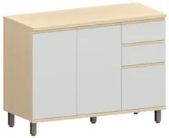 Balcão de Cozinha Com Tampo 120cm Pierre Carvalho/Cinza L01 - Mpozenat