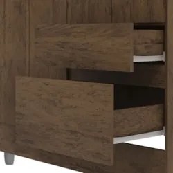 Guarda Roupa Solteiro 103cm Com Espelho Ideal Imbuia Rústico - Vila Ri