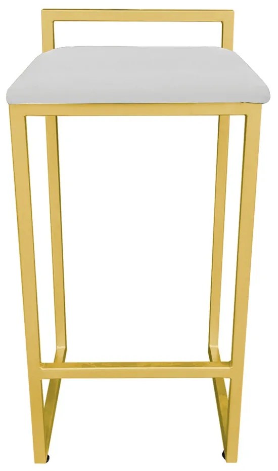 Banqueta Alta Lavínia Suede Cinza Base Dourado D'Rossi