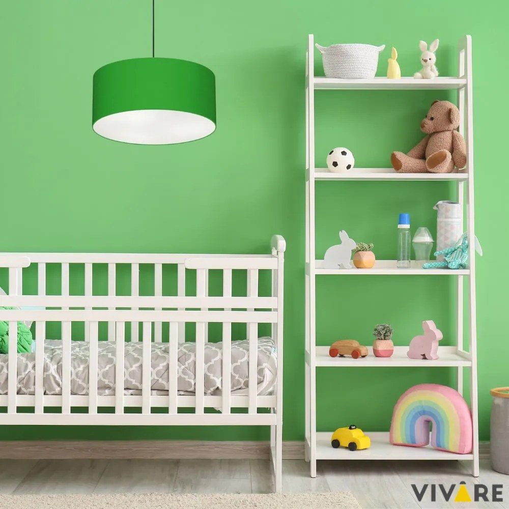 Lustre Pendente Cilíndrico Md-4100 Cúpula em Tecido 50x25cm Verde Folha - Bivolt