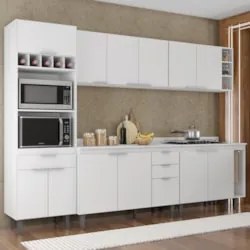 Armário de Cozinha Com Tampo CP07 280cm Pérola Branco Z34 - Mpozen