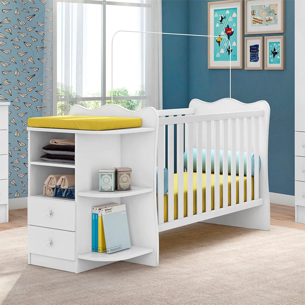 Berço Cômoda com Cantoneira Brilhar Q01 - ADJ Decor