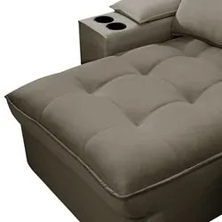 Sofá Retrátil 3 Lugares com Porta Copo 210cm Andes F05 Veludo Marrom -