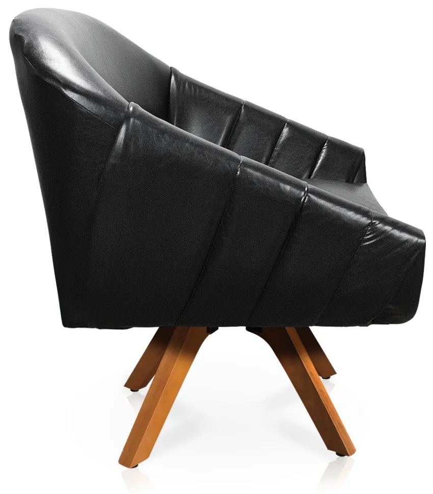 Poltrona Giratória Giovana Corano Preto Base Base Madeira MM30 - D'Rossi