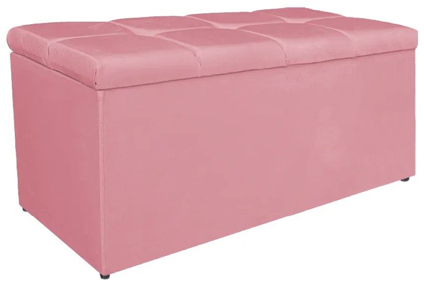 Calçadeira Estofada Manchester 90 cm Solteiro Suede Rosa Bebê - ADJ Decor