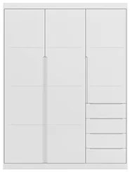 Guarda Roupa Infantil 3 Portas 4 Gavetas Pérola Branco - Phoenix