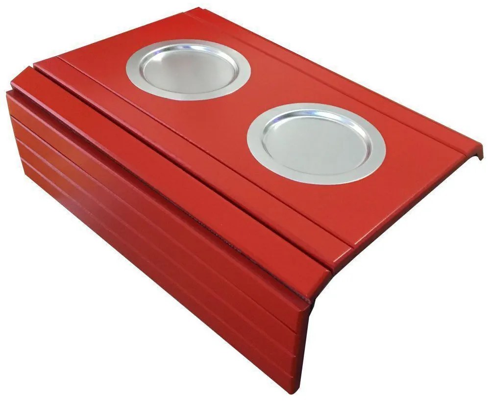 Bandeja Esteira para Braco de Sofa Porta Copo Aluminio Vermelho - D'Rossi