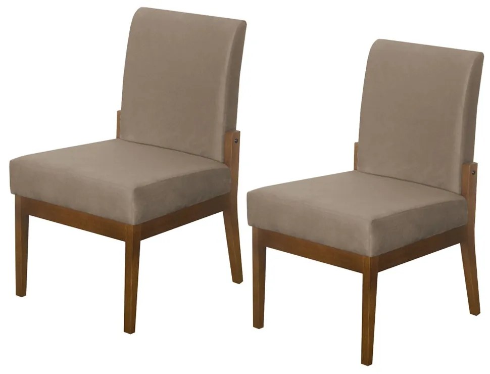 Kit 02 Cadeiras de Jantar Helena Suede Capuccino - Decorar Estofados