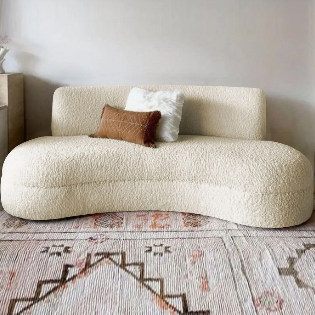 Sofá Divã Curvo Sala de Estar Maria 180 cm Bouclé - ADJ Decor
