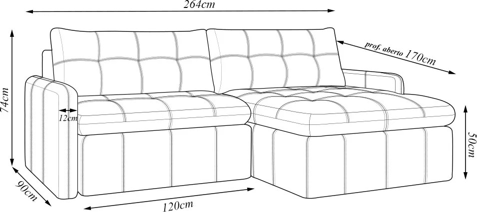 Sofá Retrátil Bipartido Sala de Estar Belém 264cm Couro Marrom Manchado G52 - Gran Belo