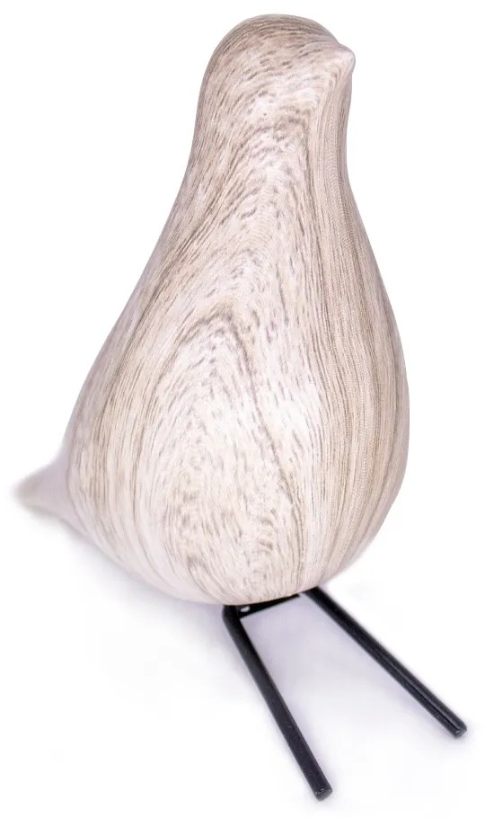 Escultura Pássaro Pomba Decorativo Em Cerâmica Madeira 21 cm F04 - D'Rossi