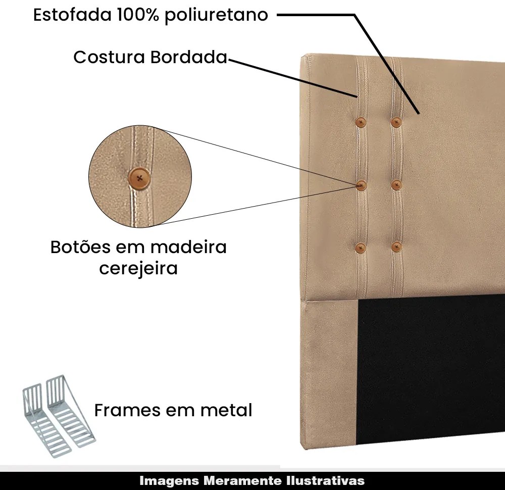 Cabeceira Decorativa 1,40M Kors Suede Bege G63 - Gran Belo