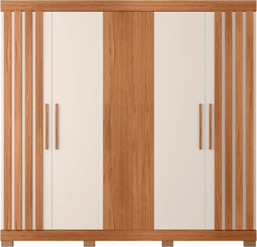 Guarda Roupa Alana Casal com 5 Portas de bater 2 Gavetas MDP Freijo/OffWhite G11- Gran Belo