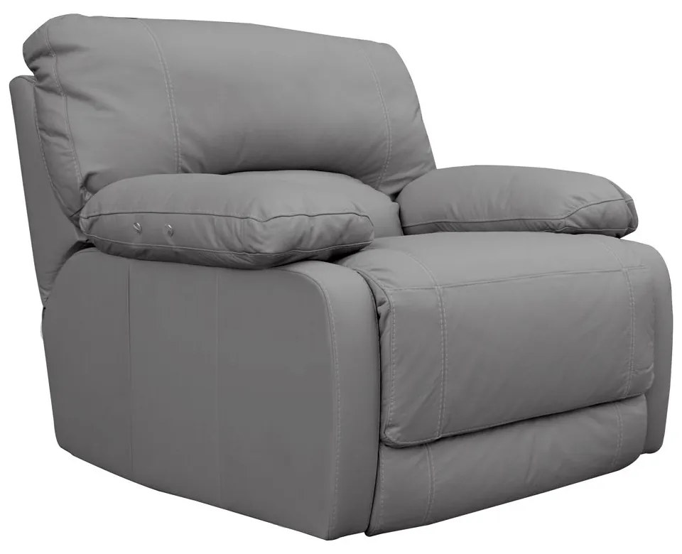 Poltrona do Papai Reclinável Elétrico Asmará Power Touch Small Couro Cinza G43 - Gran Belo