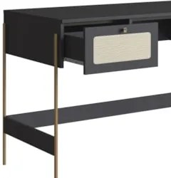 Mesa Escrivaninha Home Office Pé Metal Arlo A10 Nero/Dourado - Mpozena