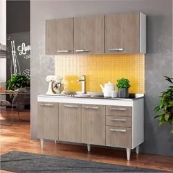 Armário Aéreo Parma e Balcão Gabinete Lisboa com Pia Inox 150cm Branco